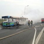 Autobuz în flăcări pe autostrada Arad – Timișoara