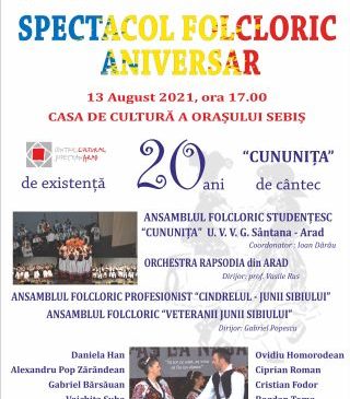 Spectacol aniversar cu ansamblul folcloric „Cununița“, la Sebiș